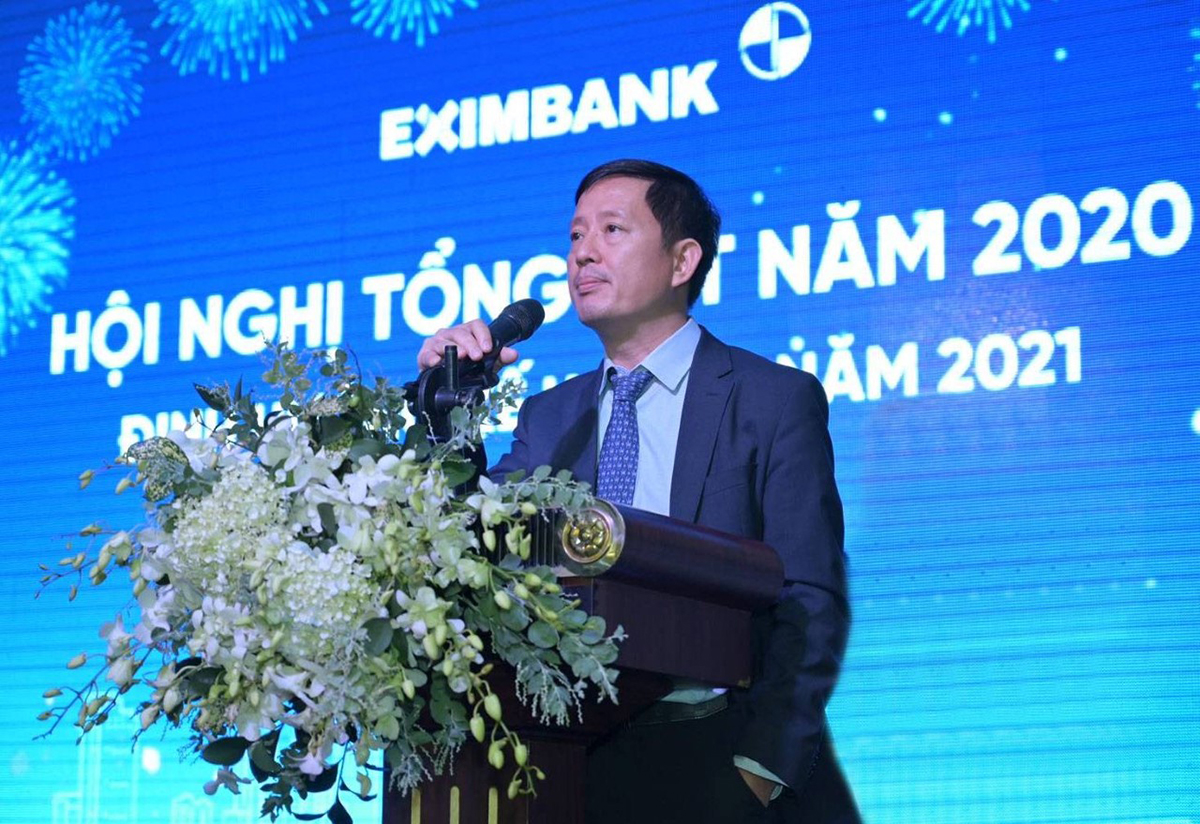 Ông Nguyễn Cảnh Vinh - quyền Tổng giám đốc Eximbank chia sẻ về kết quả tổng quan của nhà băng năm 2020 và định hướng kinh doanh năm 2020 trong Hội nghị tổng kết ngày 30.1.2021 vừa qua