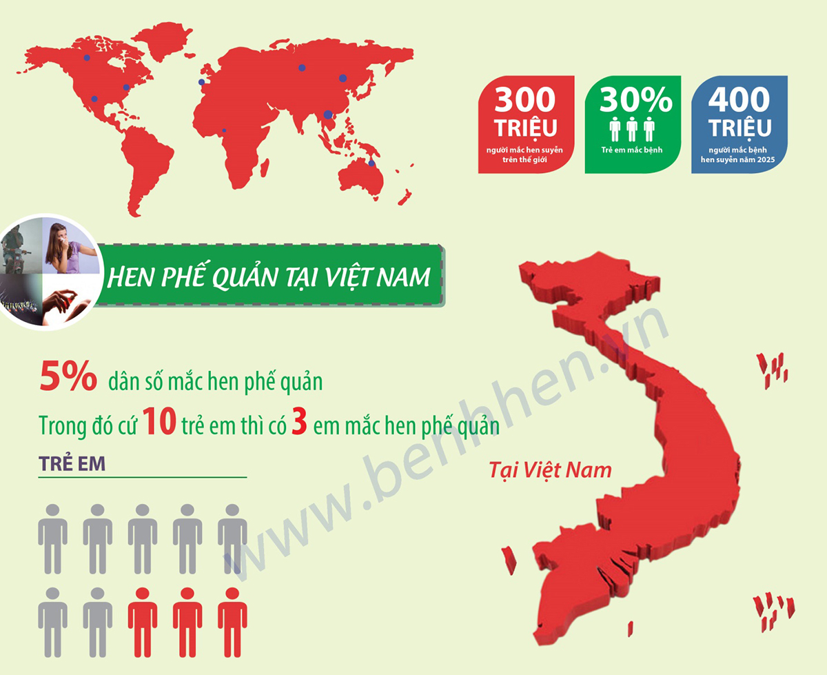 Hen suyễn là bệnh hô hấp mạn tính ở Việt Nam và nhiều quốc gia trên thế giới 