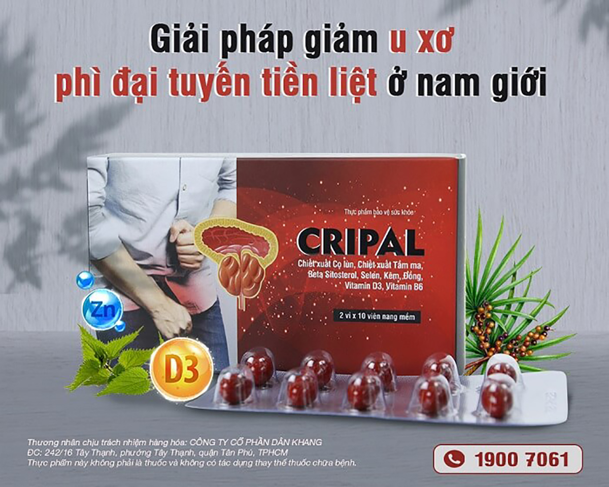 Cripal hỗ trợ tiểu són, tiểu khó cho người phì đại lành tính tuyến tiền liệt