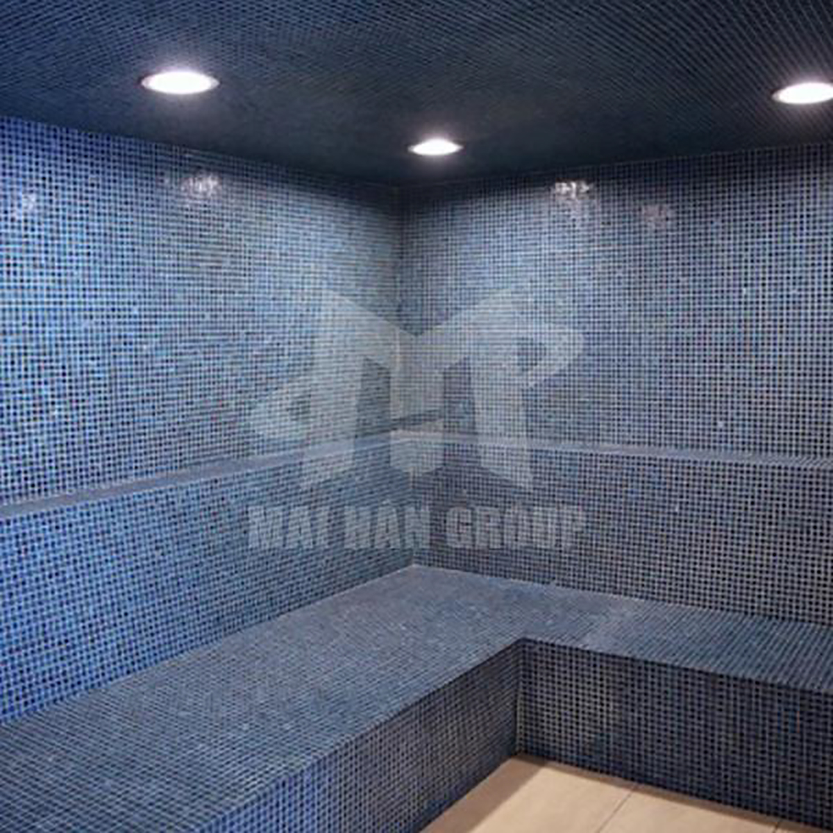 Phòng xông hơi ướt gạch Mosaic thường được các spa lựa chọn