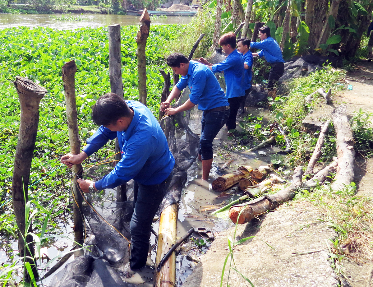  Đoàn viên thanh niên tỉnh Cà Mau thực hiện các phần việc thanh niên góp phần xây dựng nông thôn mới. Ảnh: Đại Dương