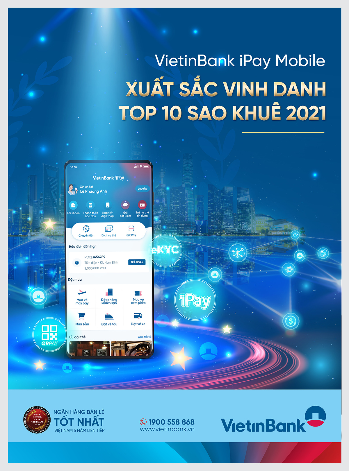 Ứng dụng Ngân hàng số VietinBank iPay Mobile xuất sắc lần thứ 2 liên tiếp vào Top 10 Sao Khuê 2021