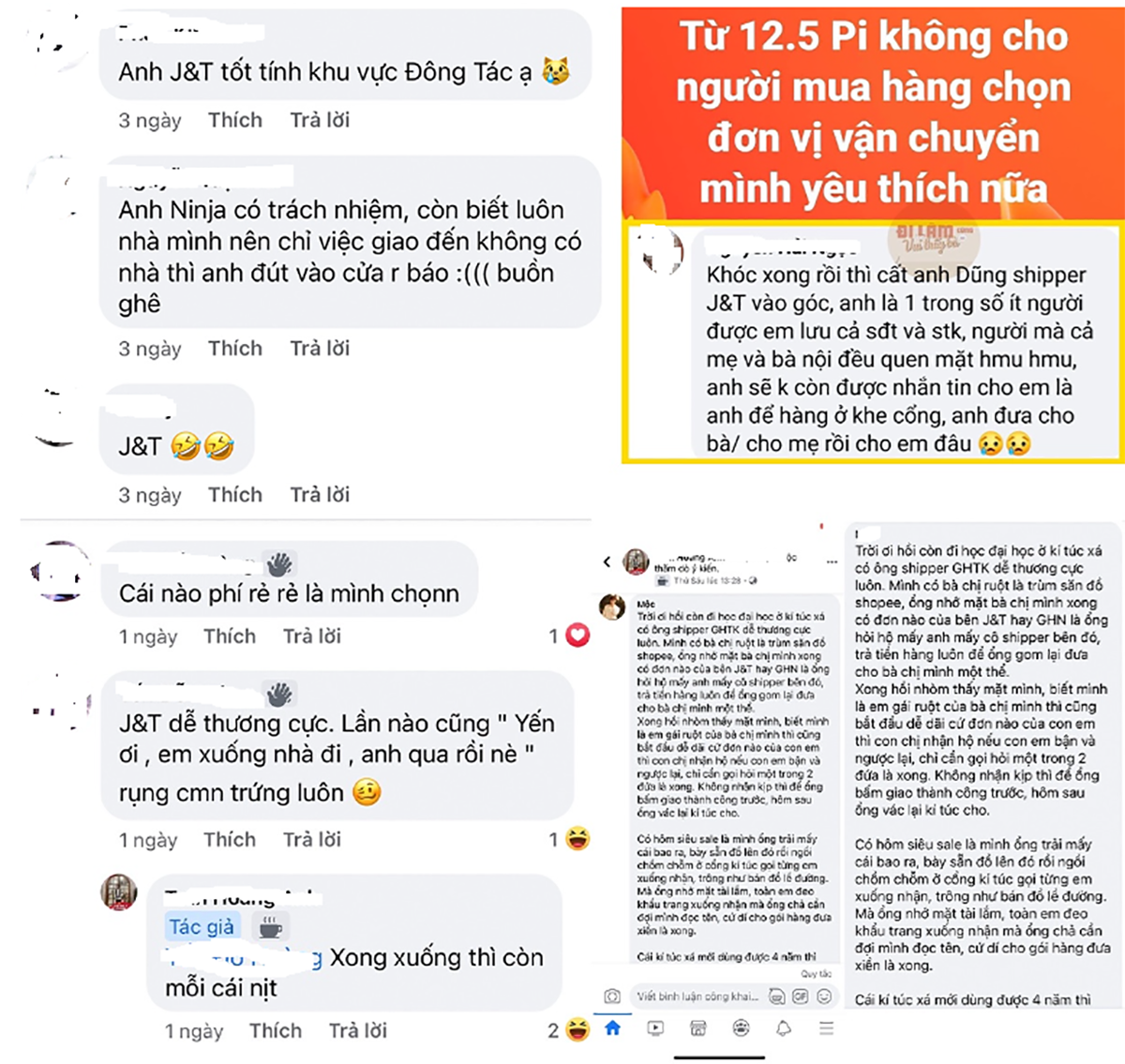 Cộng đồng mạng bày tỏ quan điểm và chia sẻ những câu chuyện và kỉ niệm hài hước với những anh chàng shipper