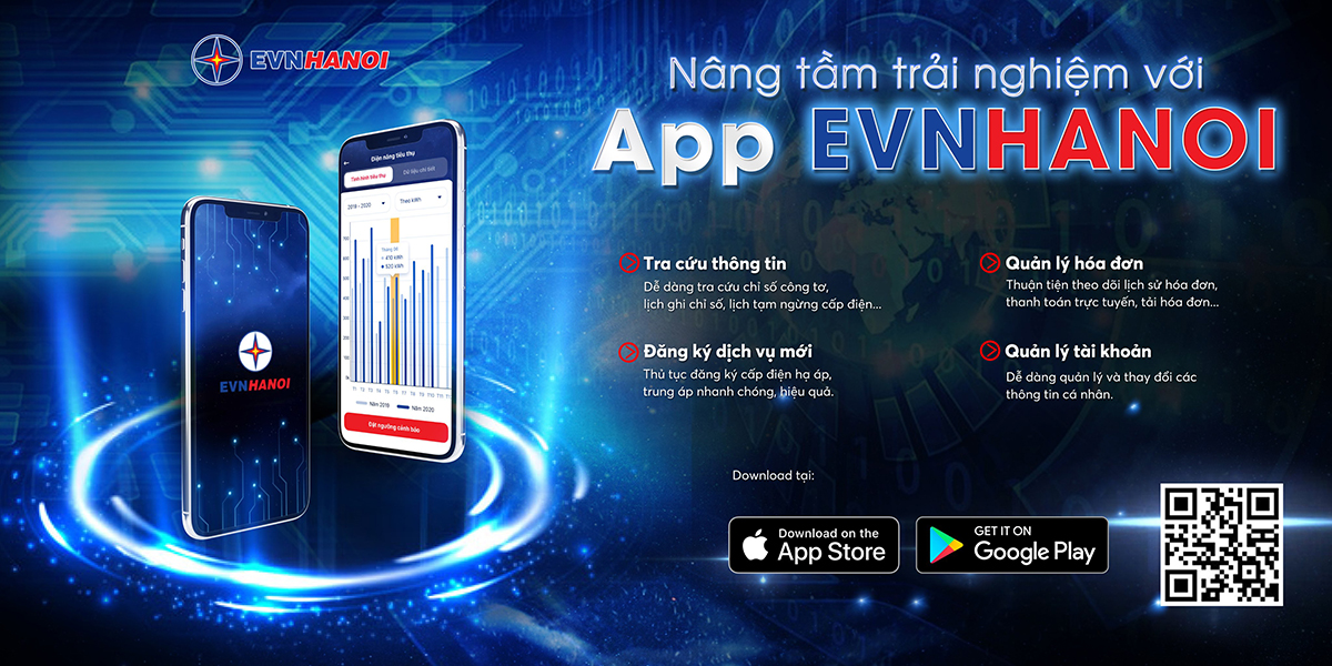 Với mong muốn đem đến sự trải nghiệm hoàn toàn mới cùng những tiện ích và tính năng vượt trội, Tổng Công ty Điện lực Thành phố Hà Nội (EVNHANOI) đã ra mắt Ứng dụng (app) di động dành cho khách hàng sử dụng điện.