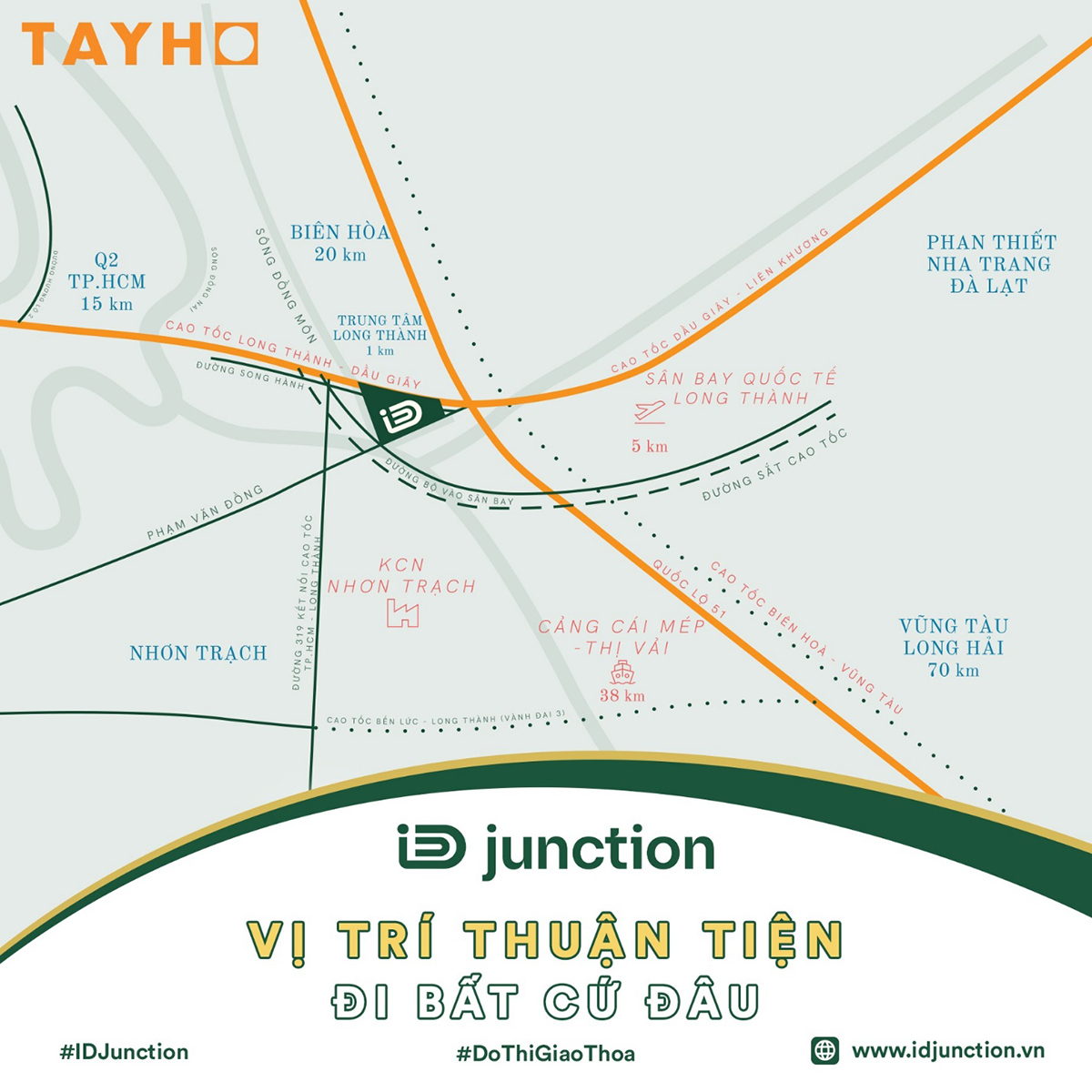 Với ưu thế trực thuộc khu “tam giác vàng logistics”, iD Junction rất thuận tiện di chuyển đến các công ty, cảng biển, nhà máy, khu công nghiệp, sân bay...