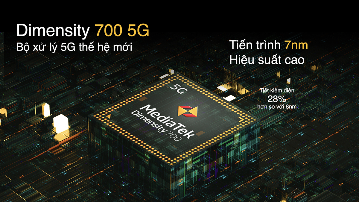 Bộ chip xử lý Dimensity 700 tiêu chuẩn cho trải nghiệm kết nối vô hạn được trang bị trên realme 8 5G