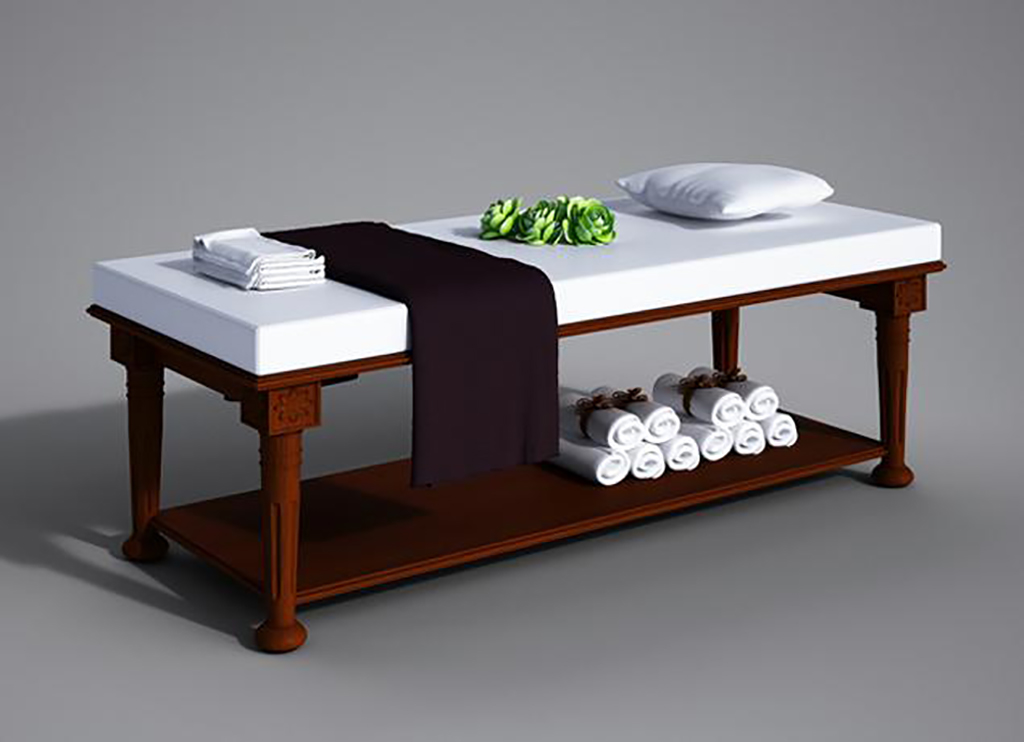 Giường massage facial bằng gỗ đảm bảo tính thẩm mỹ và độ bền cao nên được sử dụng nhiều hơn