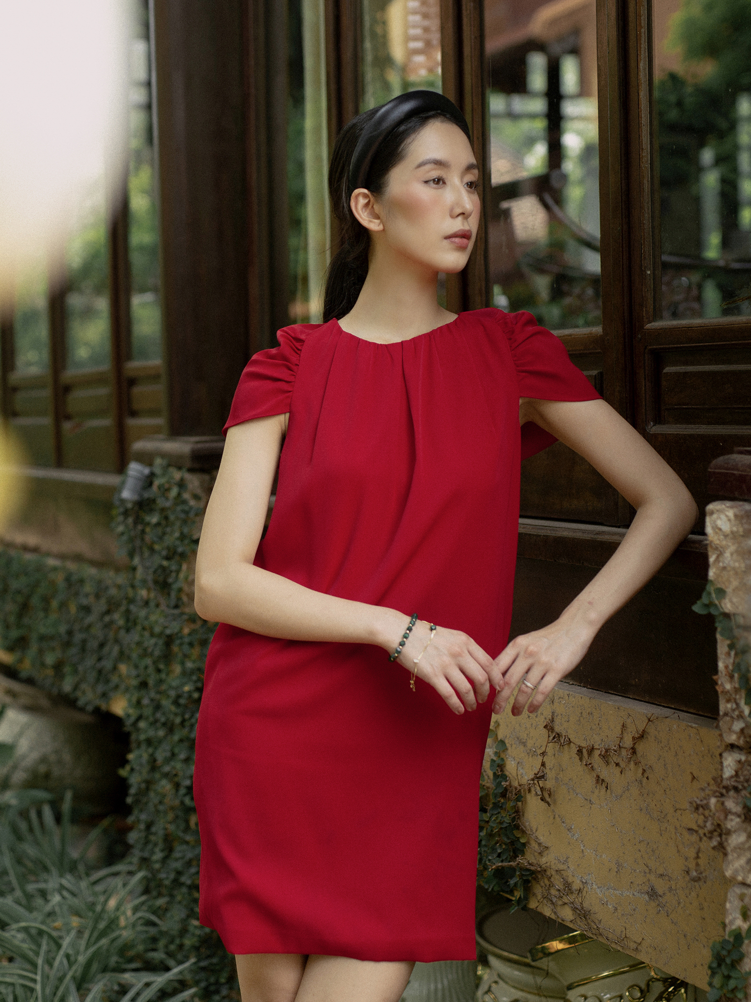 Đầm đỏ dự tiệc dáng suông hạ eo HL17-29 | Thời trang công sở K&K Fashion