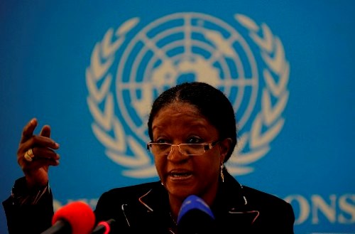 Bà Zainab Bangura, đại diện đặc biệt của Tổng thư ký Liên Hiệp Quốc phụ trách về Bạo lực tình dục trong xung đột, lên án những hành động bạo lực tình dục của IS đối với phụ nữ - Ảnh: Reuters