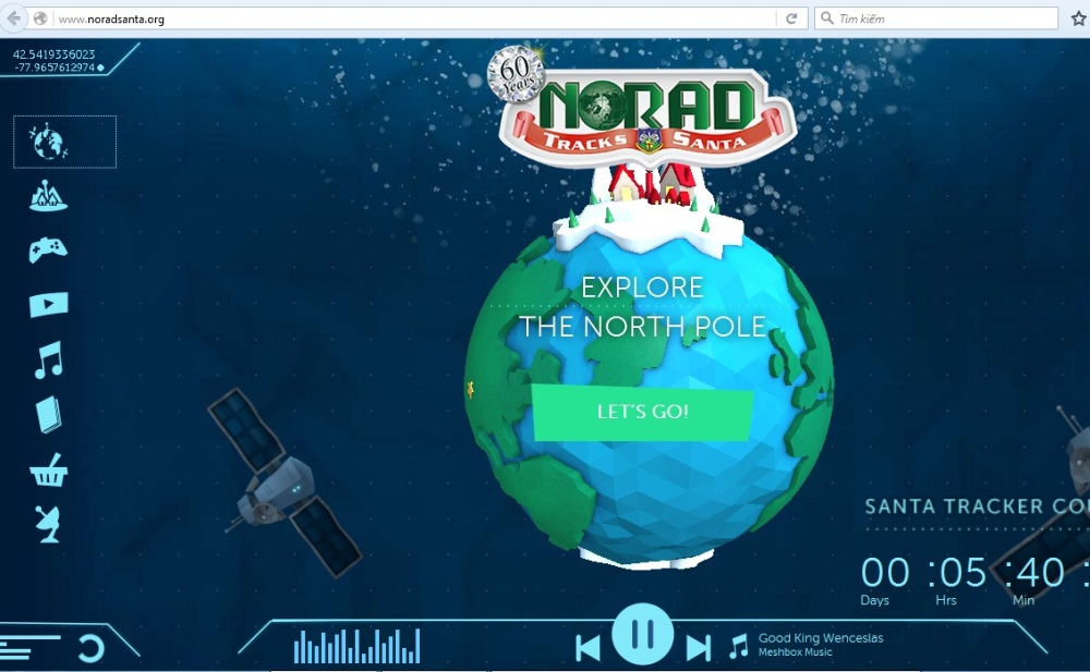 Website theo dõi hành trình ông già Noel của NORAD - Ảnh chụp màn hình