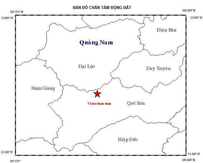 Động đất 2,5 độ Richter tại Quế Sơn