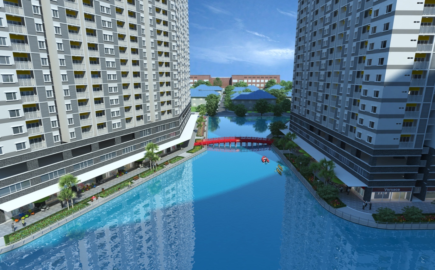 Hồ Thiên Nga rộng 7.500 m2 nằm giao thoa giữa hai tòa tháp Luxury Home