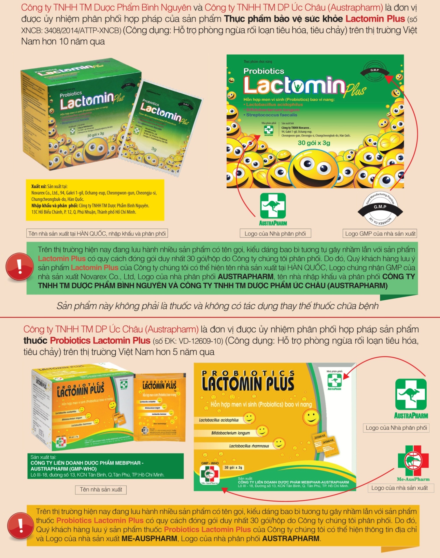 Khuyến cáo hàng nhái với thực phẩm bảo vệ sức khỏe Lactomin Plus, Thuốc Probiotics Lactomin PLus