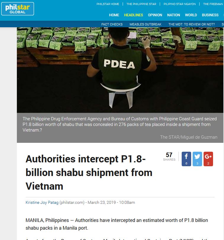 Đánh sập đường dây ma túy cực lớn vào VN: Phối hợp với Philippines  bắt thêm 276 kg ma túy đá