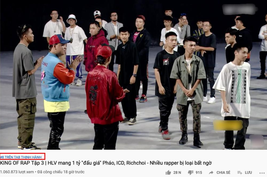 'King of Rap' bất ngờ vượt mặt 'Rap Việt' trên danh sách Top Trending Youtube