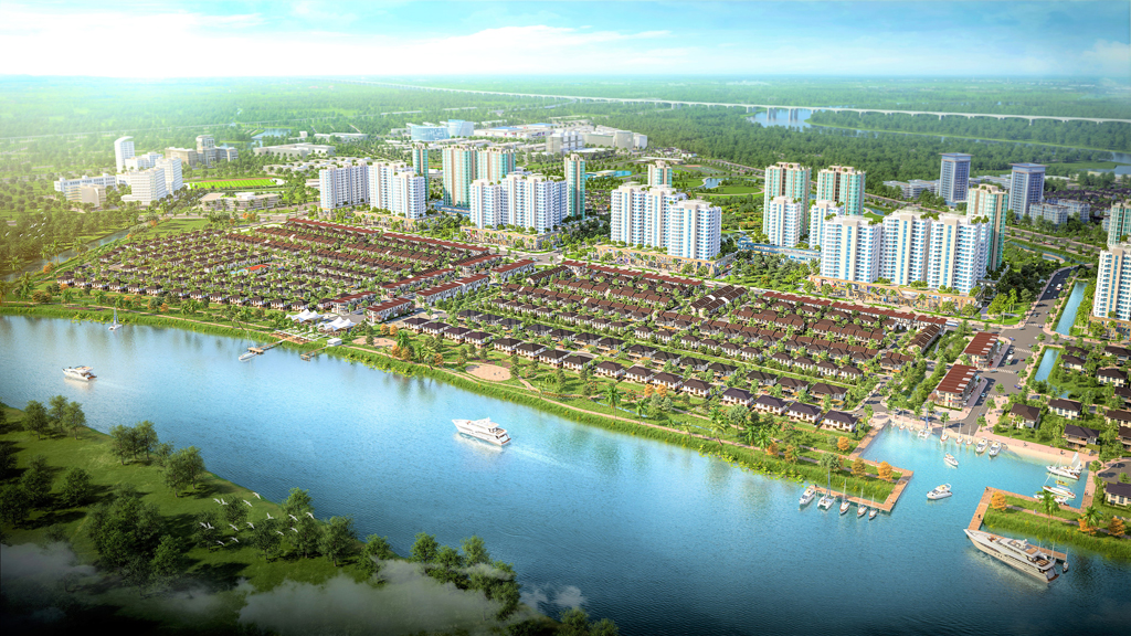 Quần thể Grand Villa và Riverfront Grand Villa Waterpoint thừa hưởng cảnh quan tuyệt đẹp của miền thiên nhiên an lành của sông Vàm Cỏ.