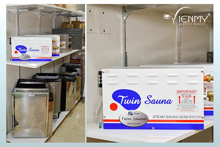 Máy Twin Sauna gồm nhiều công suất khác nhau, hiện được trưng bày tại hệ thống showroom Viên Mỹ