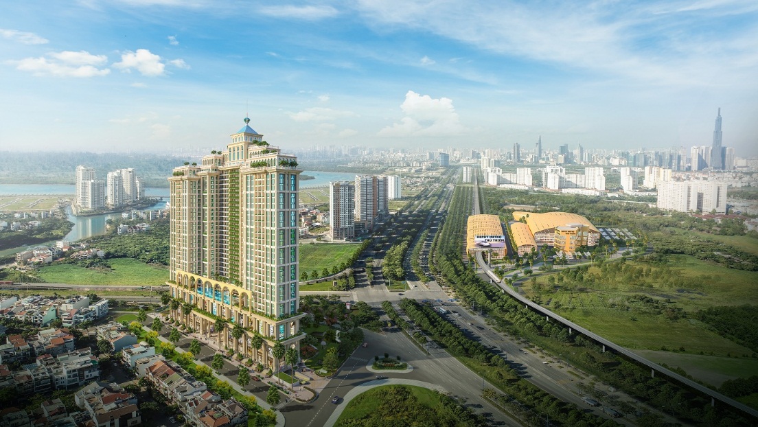 Tọa lạc trên đại lộ Mai Chí Thọ 12 làn xe (Thủ Thiêm, Q2), thành Rome Sài Gòn hiện là dự án nổi bật tại khu Đông, dù để ở hay đầu tư đều có khả năng gia tăng giá trị rất cao. 