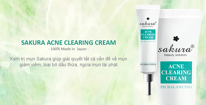 Kem hỗ trợ điều trị mụn Sakura Acne Clearing Cream chính hãng của Nhật