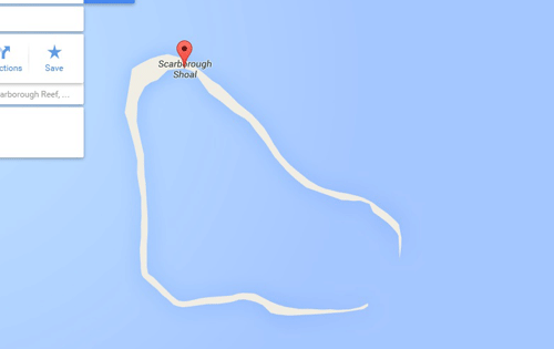 Tên đảo Hungyuan (Hoàng Nham) đã bị xóa, thay bằng bãi cạn Scarborough - Ảnh chụp màn hình Google Map ngày 14.7 