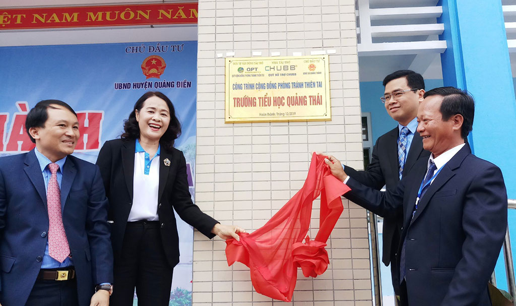Cuối năm 2019, Chubb Life Việt Nam đã tài trợ 2,5 tỉ đồng xây trường tiểu học Quảng Thái - đây là ngôi trường thứ 8 được Chubb Life Việt Nam tài trợ xây dựng.