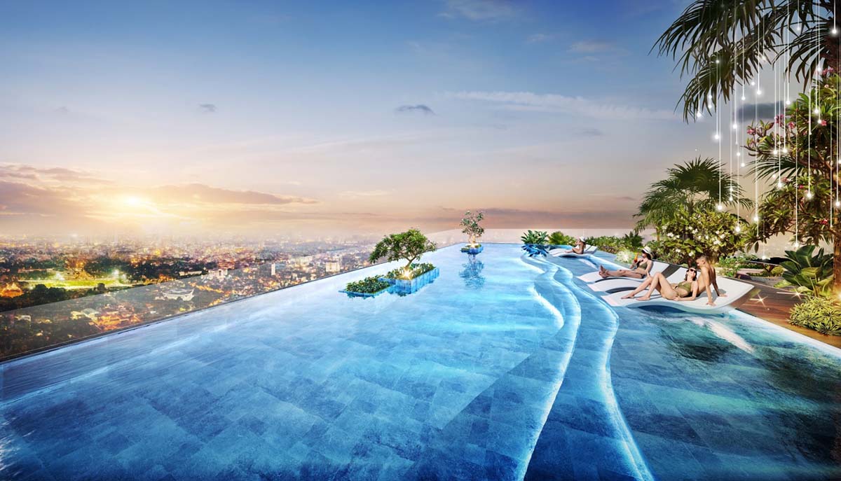 Rooftop Pool với tầm nhìn đắt giá ra toàn thành phố ở D-Homme