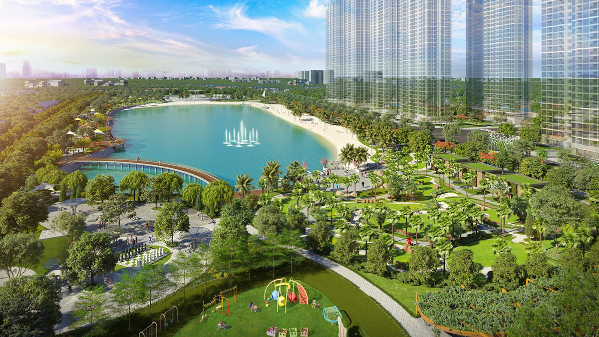 Imperia Smart City nằm kế cận công viên trung tâm và hồ điều hòa