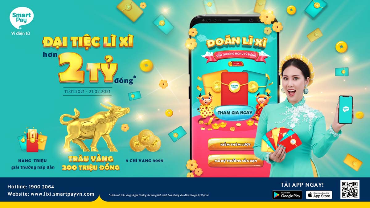 Chương trình “Đại tiệc lì xì SmartPay” có tổng giá trị giải thưởng hơn 2 tỉ đồng