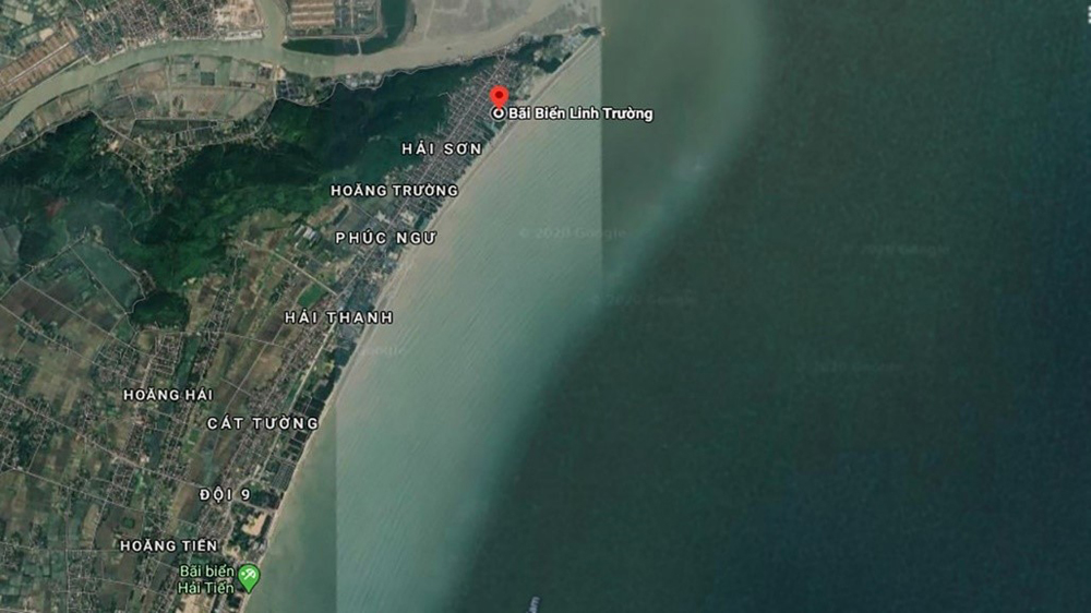 Vị trí đặc biệt của bãi biển Linh Trường trên dải bờ biển Hải Tiến (Ảnh: GG)