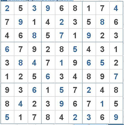 Mời các bạn thử sức với ô số Sudoku 2943 mức độ Khó 2