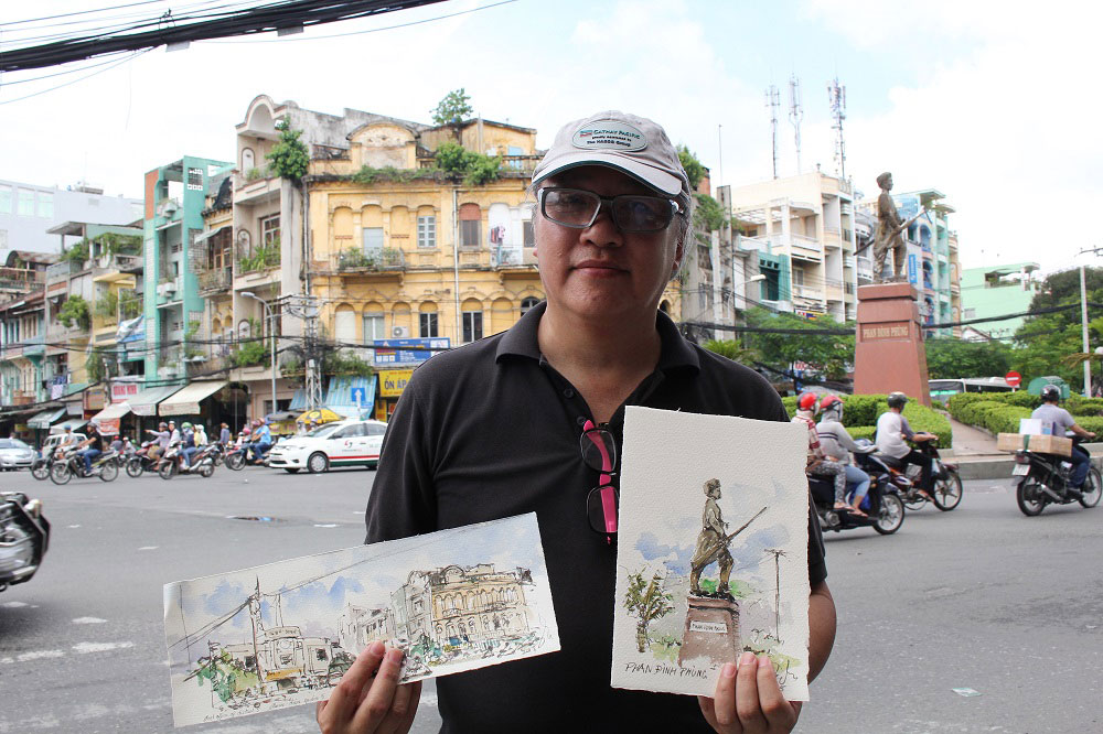 Người Việt 'ngẩn ngơ' nhìn người nước ngoài ký họa thành phố 5