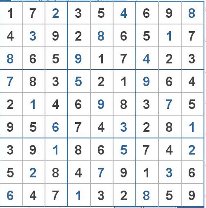 Mời các bạn thử sức với ô số Sudoku 3169 mức độ Khó