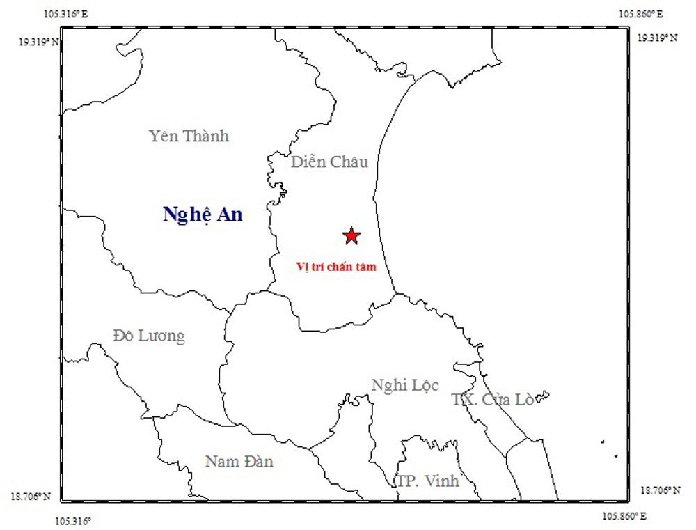 Động đất 3.6 độ Richter tại Nghệ An