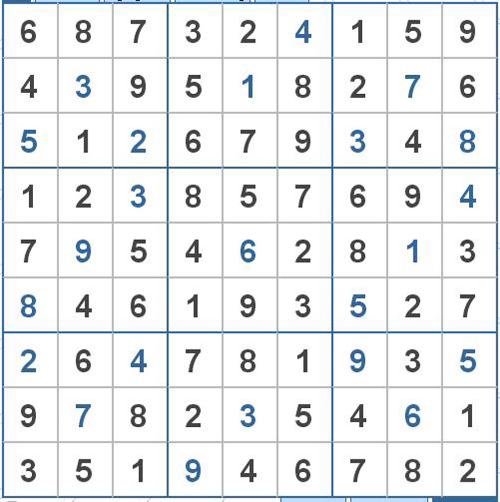 Mời các bạn thử sức với ô số Sudoku 3204 mức độ Khó