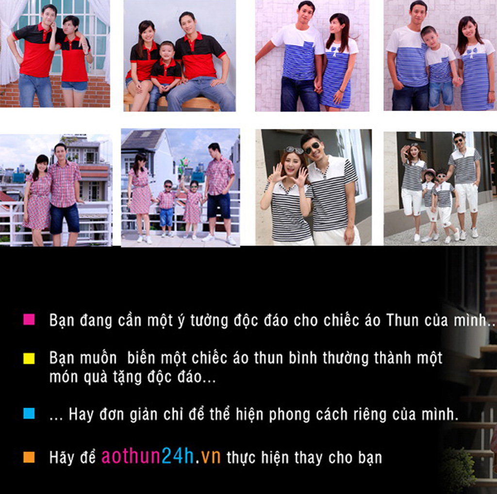 Thỏa sức chọn lựa áo thun trơn, áo cặp, áo gia đình trên Aothun24h.vn