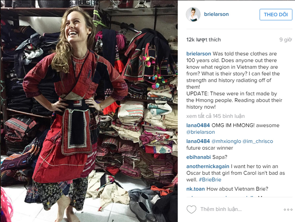 Minh tinh Brie Larson khoe ảnh ăn phở, mặc váy thổ cẩm tại Việt Nam 2