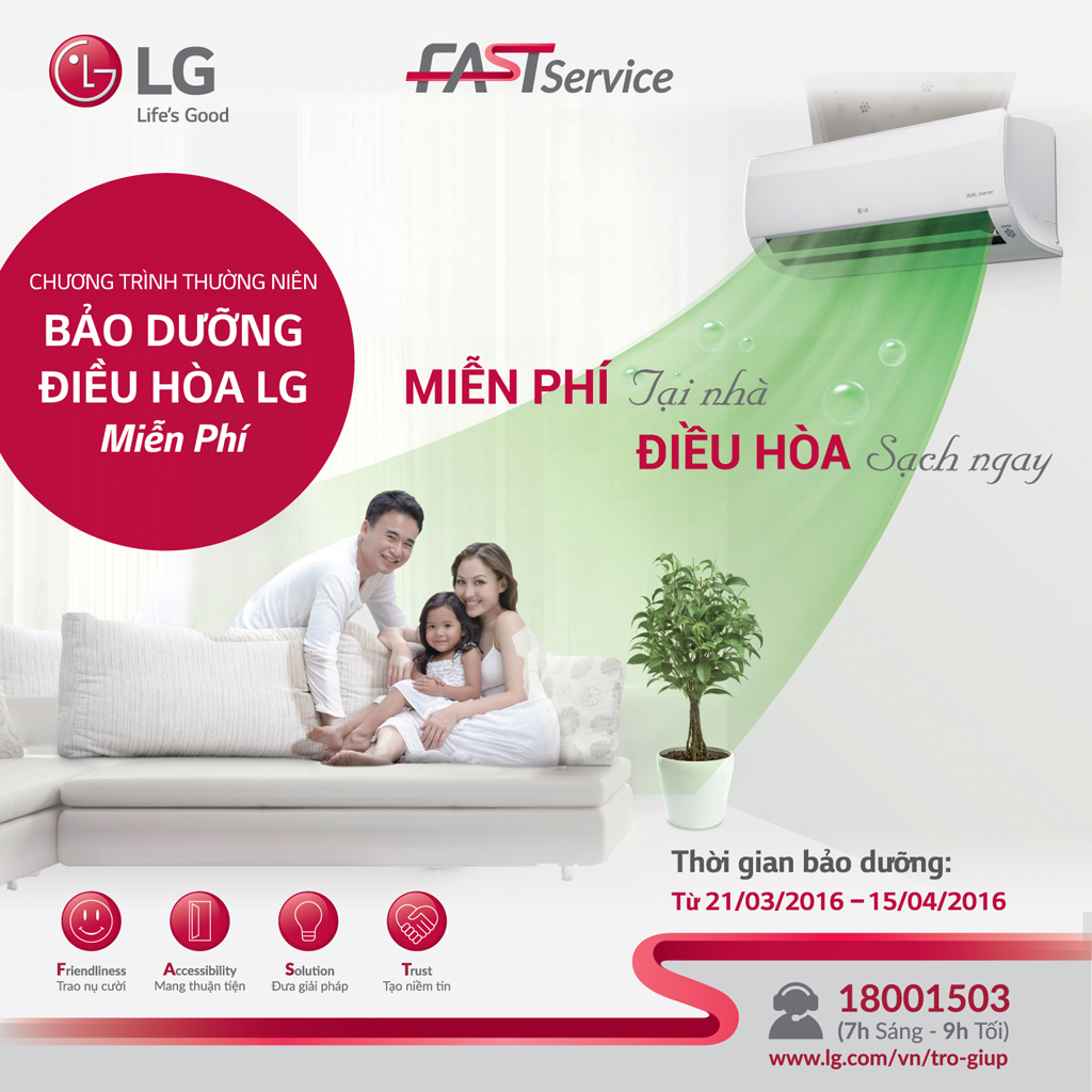 Miễn phí bảo dưỡng điều hòa LG