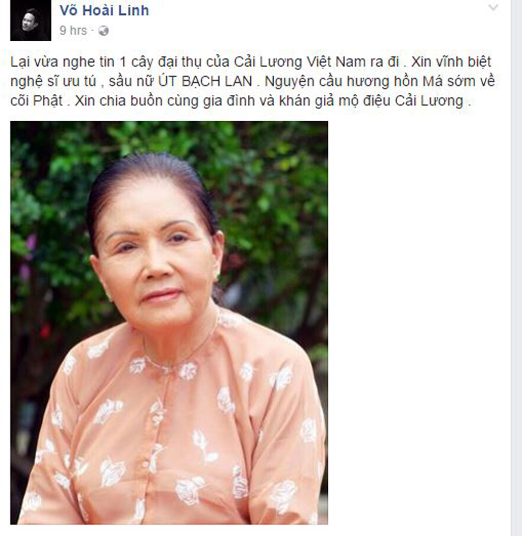 Làng giải trí Việt bày tỏ lòng tiếc thương trước sự ra đi của “sầu nữ” Út Bạch Lan 2