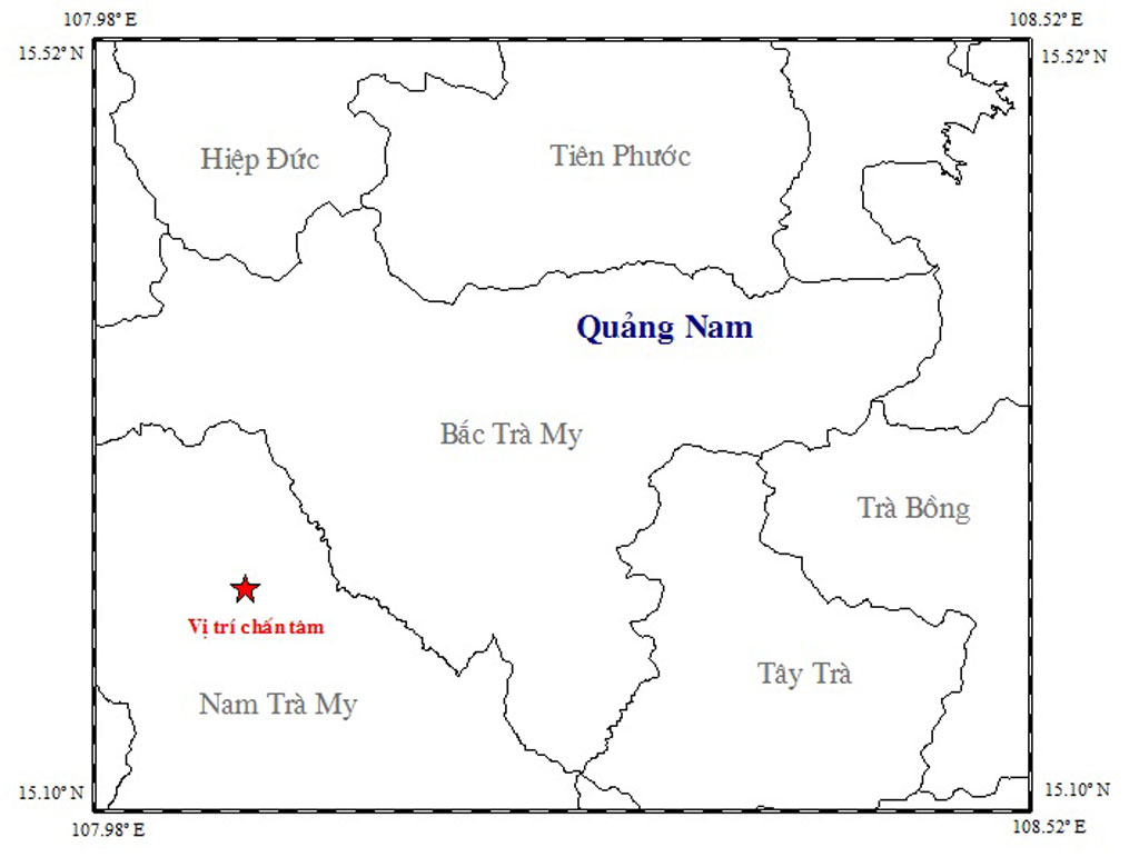 Quảng Nam, vùng núi Trà My lại xảy ra động đất 2.7 độ richter