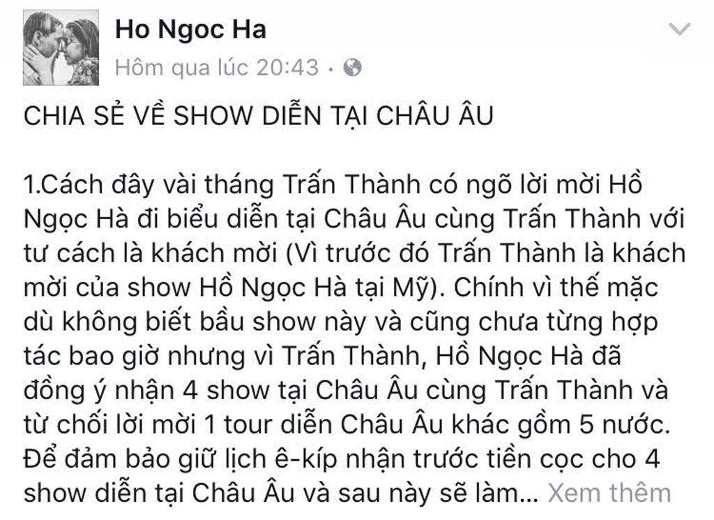 Hồ Ngọc Hà giải thích lý do hủy show ở Châu Âu1