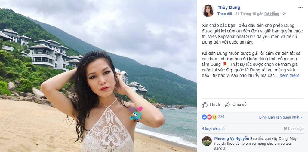 Thùy Dung từ chối tham gia hoa hậu siêu quốc gia 2017 1