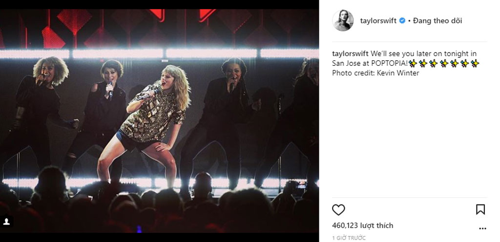 Taylor Swift khoe hình ảnh hát live sau 10 tháng ở ẩn