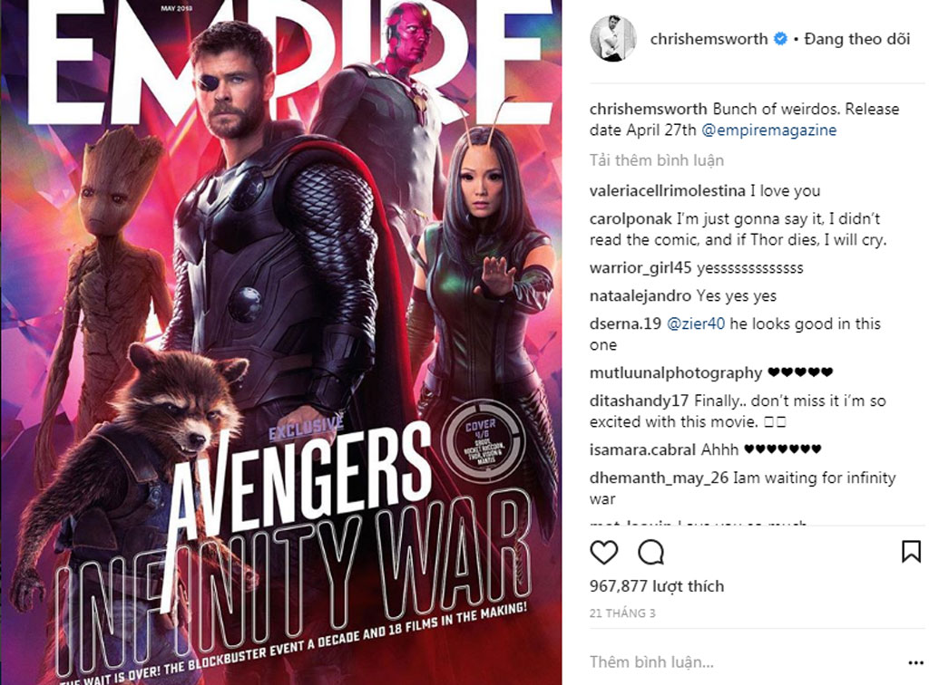 Chris Hemsworth quảng bá Avengers: Infinity Wars2