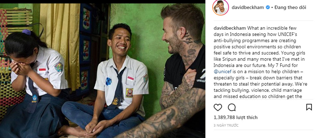 David Beckham chống bạo lực học đường1