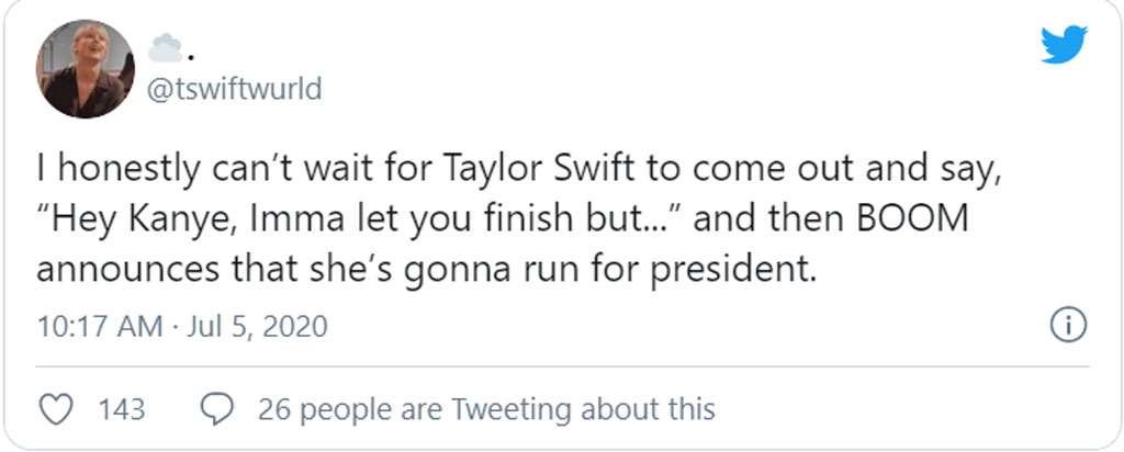 Fan Taylor Swift khuyến khích thần tượng tranh cử tổng thống 1