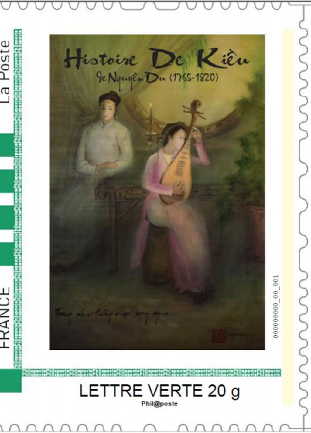 Tranh lụa Kiều của nữ họa sĩ Việt được chọn in tem Pháp1