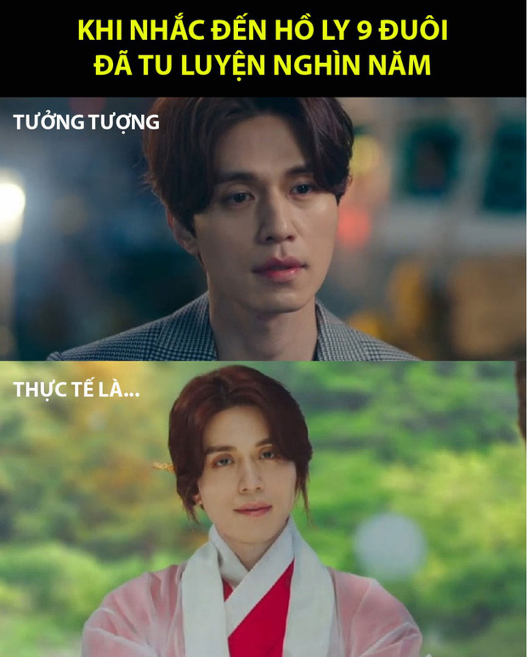 Tạo hình cổ trang của Lee Dong Wook trong Bạn trai tôi là hồ ly bị chê sến3