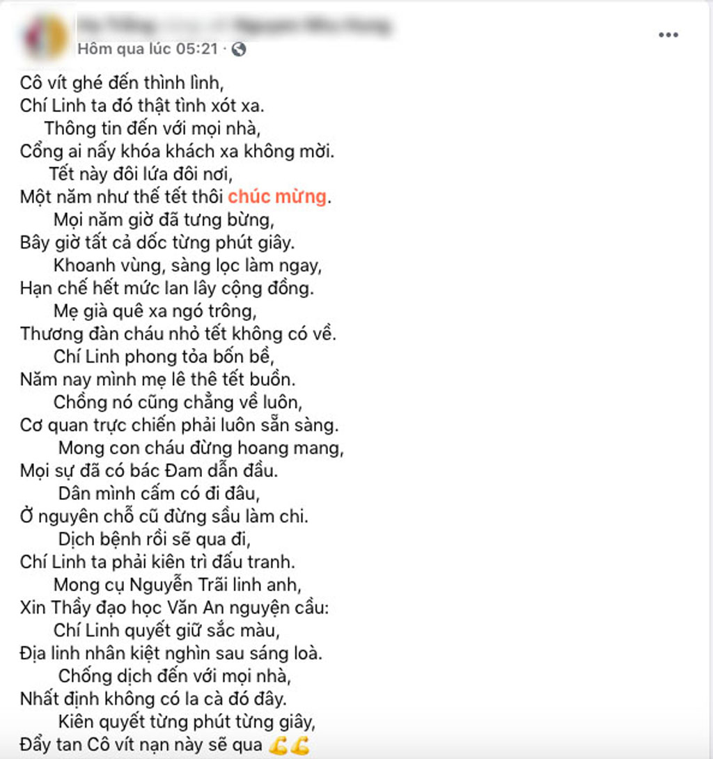 Cô giáo dạy văn ở Hải Dương ‘xuất khẩu thành thơ’ cầu mong bình yên đến tất cả1