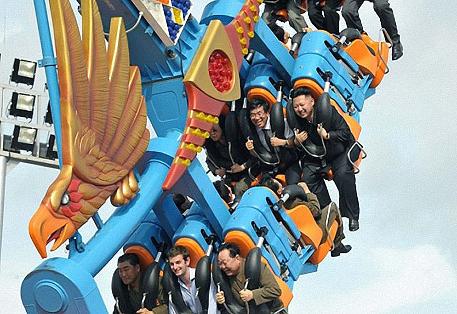 Ông Kim Jong un chỉ là gã trai bình thường đang vui chơi trong công viên giải trí ở Triều Tiên - Ảnh minh họa: KCNA