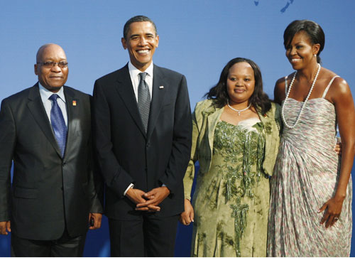 Tổng thống Jacob và vợ thứ hai, bà Nompulelo Ntuli trong chuyến công du đến Mỹ 
